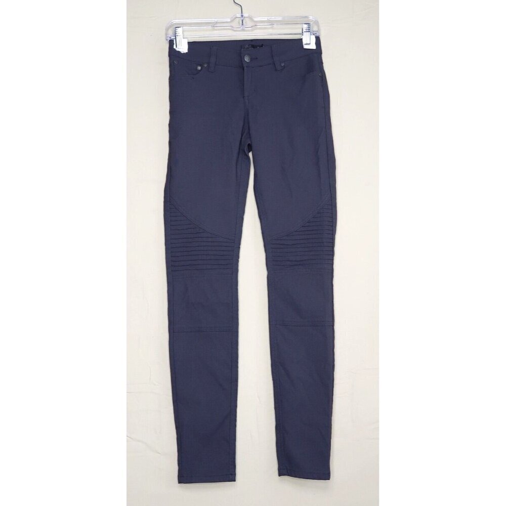 prAna Brenna Gray Moto Skinny Jeans Pants Trousers Low Rise Stretch EUC Womens 0 - Picture 4 of 14